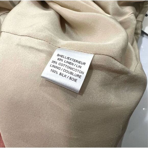 Adam Lippes New !! Jacquard Sheath Dress Sz Small 4 Beige & Navy Floral Linen - Picture 4 of 13